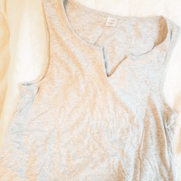 Pink K Embroidered Tank Top - Picture 1 of 2